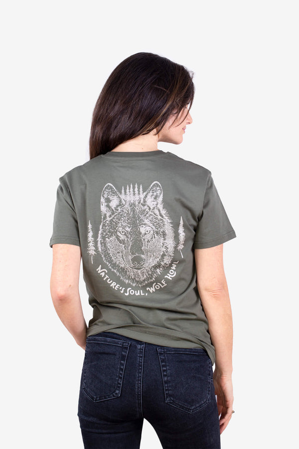 T-shirt Cult Wolf Kaki Femme